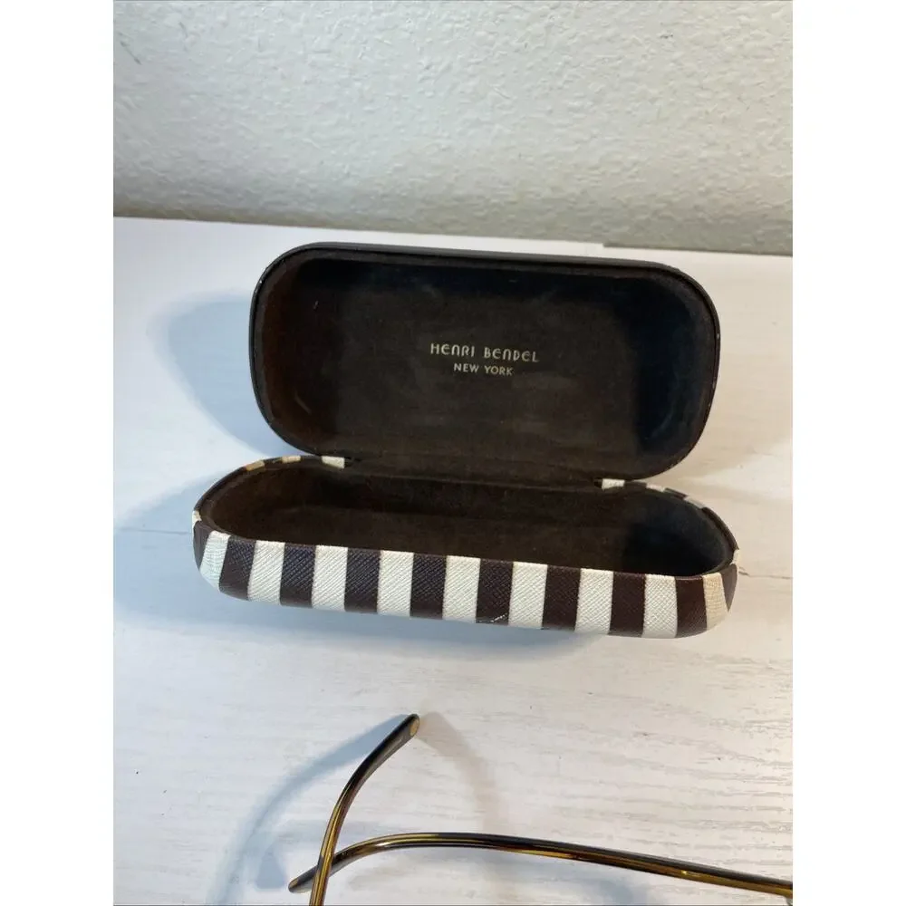 Henri Bendel New York Sunglasses Oversized Tortoiseshell Brown W/ Striped Case - Picture 2 of 11